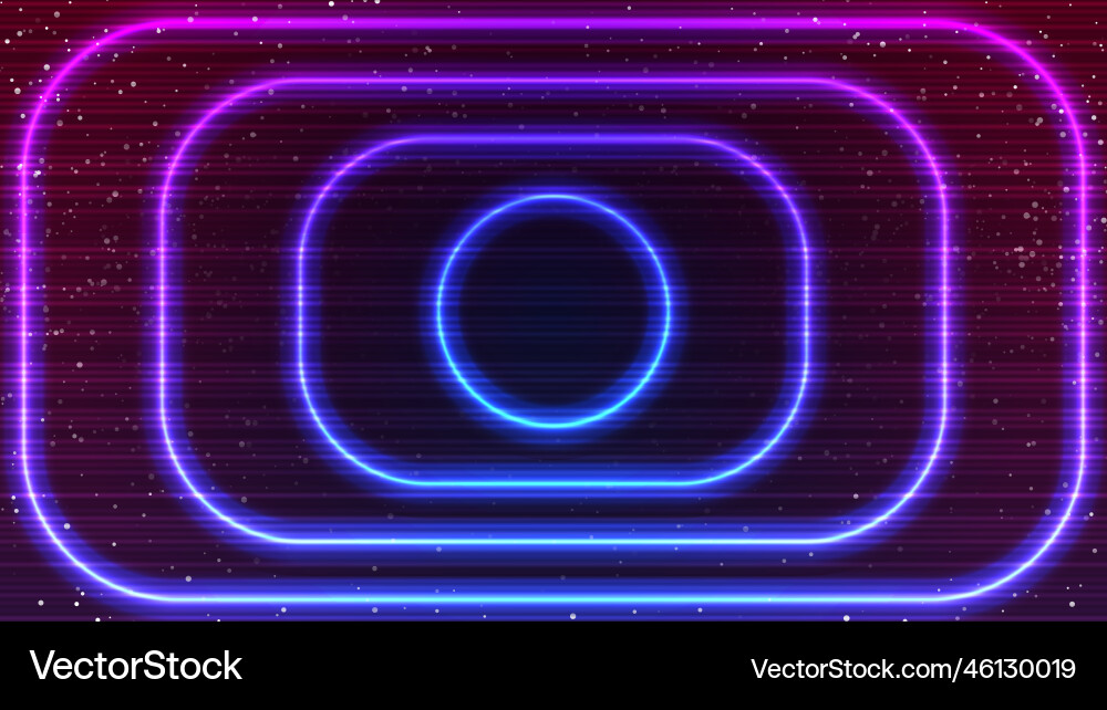Synthwave neon background rounded rectangles Vector Image