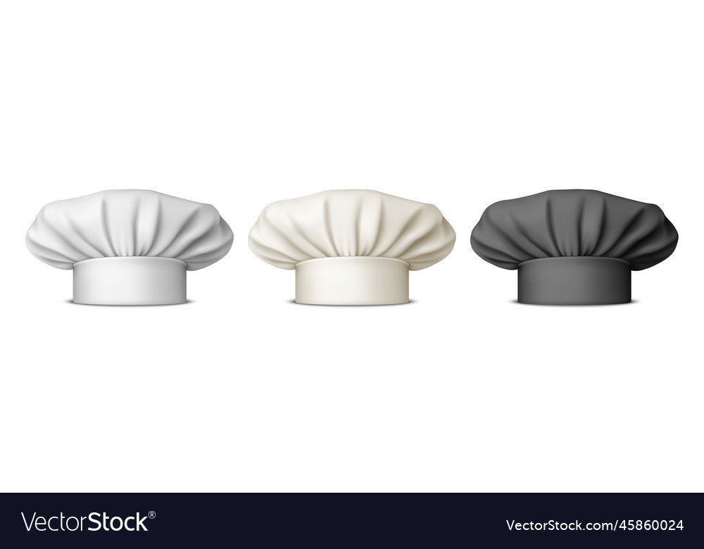 3d realistic white and black chef hat Royalty Free Vector