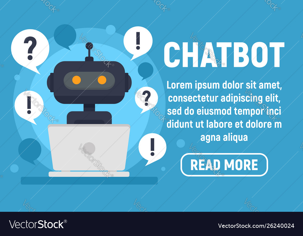 Chatbot help concept banner flat style Royalty Free Vector