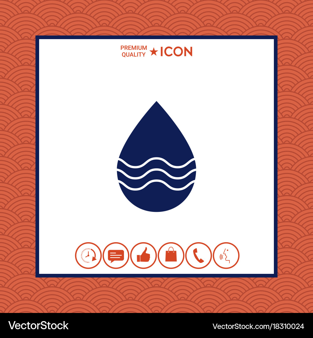 Drop icon with waves Royalty Free Vector Image