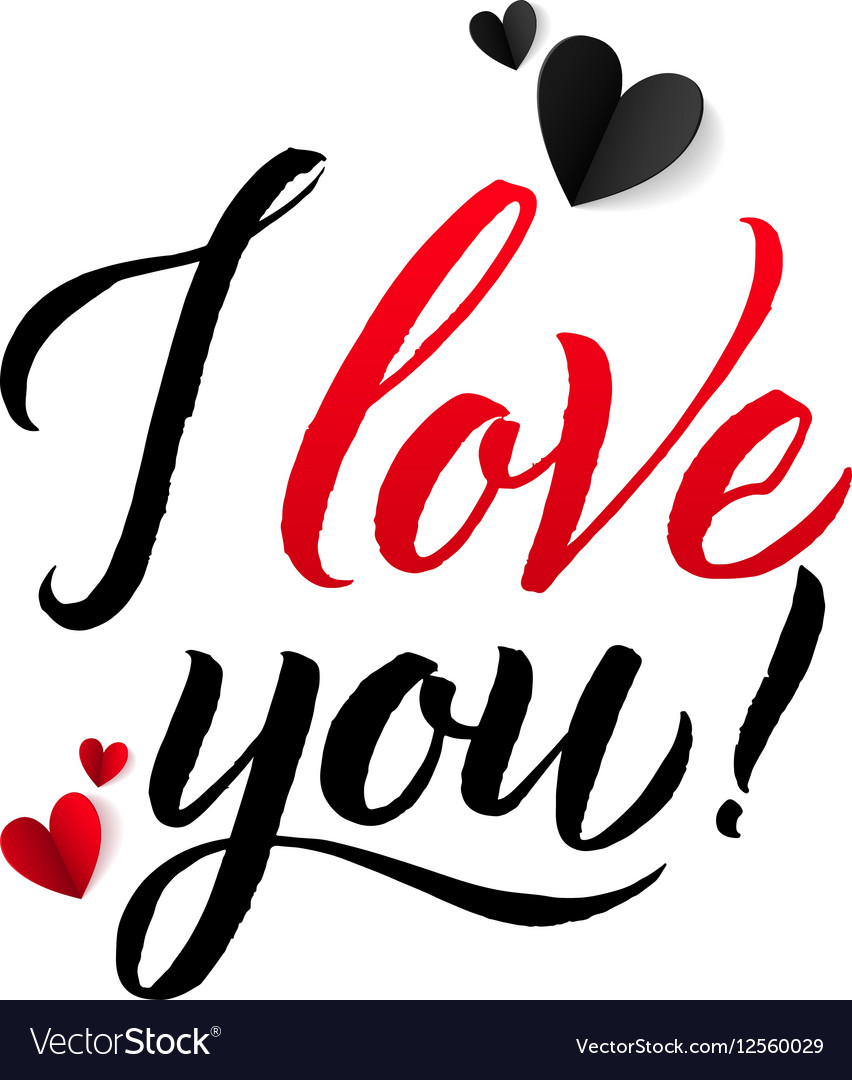 I love you valentine s day calligraphic abstract Vector Image