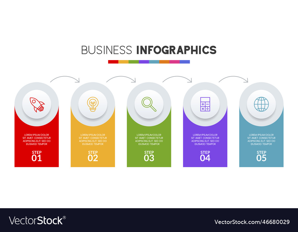 Infographics design template and icons with 5 Vector Image