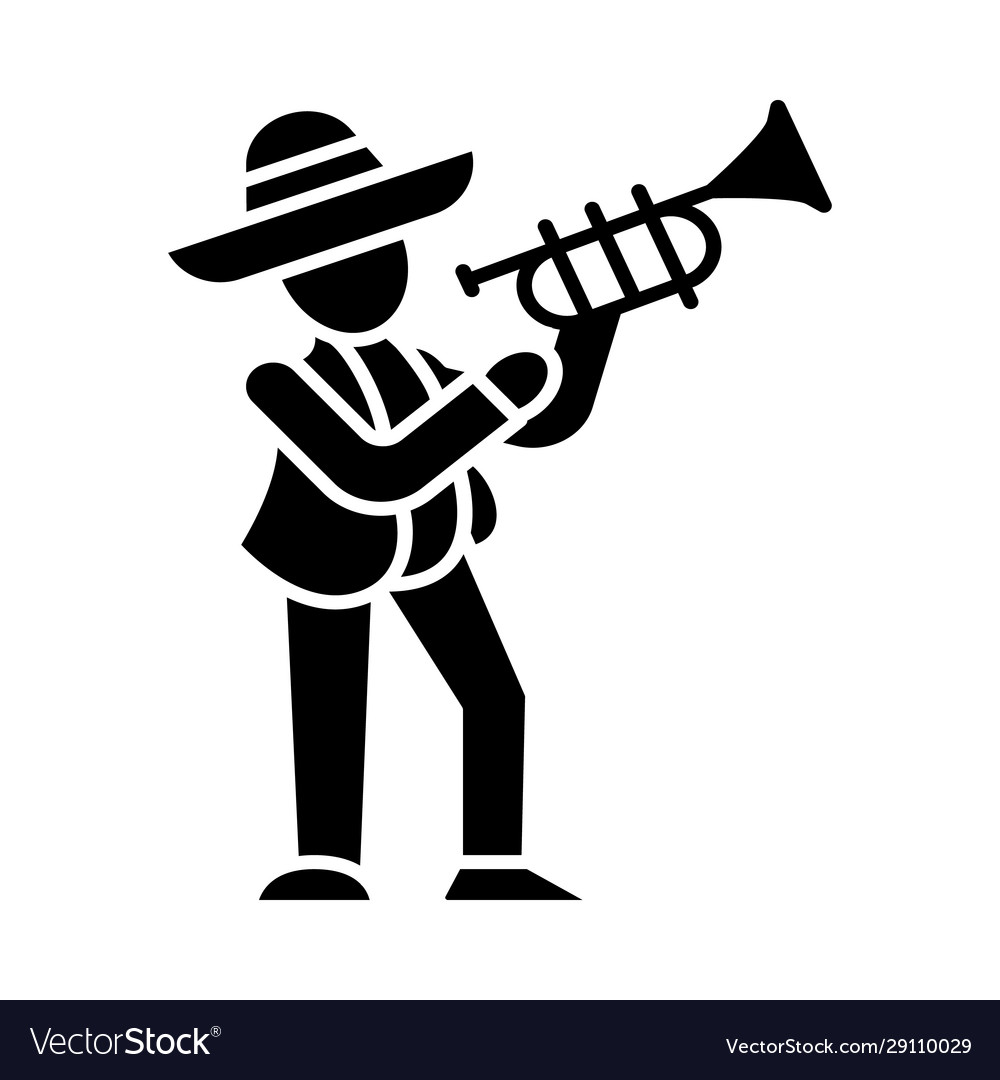 Mexican with trumpet glyph icon latin musician Vector Image