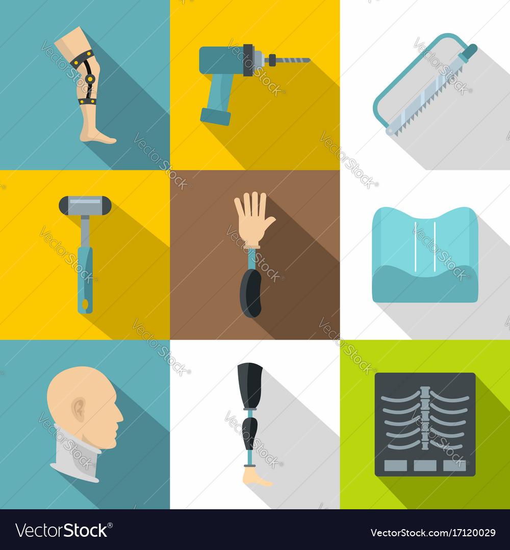 Orthopedic Surgery Icon Set Flat Style Royalty Free Vector