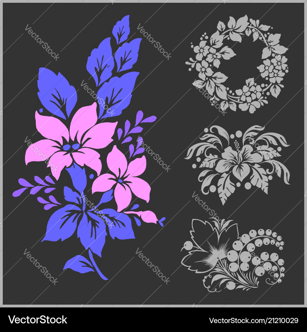 Set floral elements for design Royalty Free Vector Image