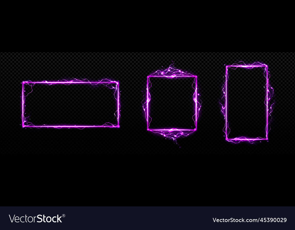 Set of purple rectangular lightning frames Vector Image