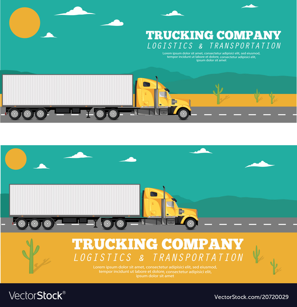 Trucking company flyers with container truck Vector Image