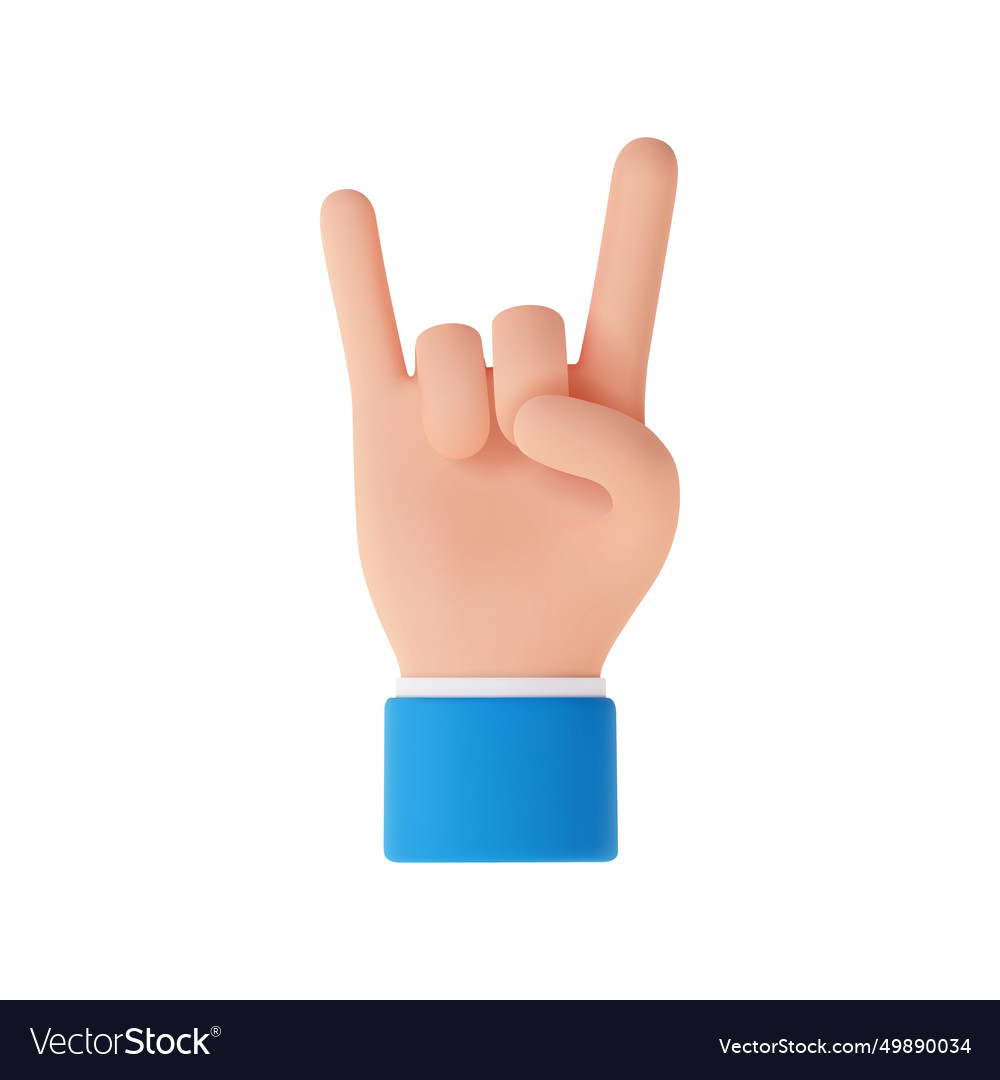 3d cartoon character hand rock on gesture Vector Image