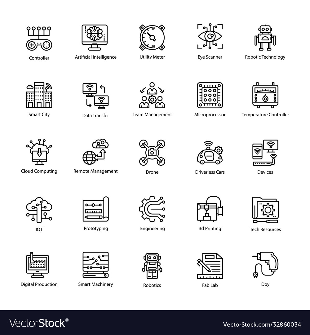 Artificial intelligence line icons Royalty Free Vector Image