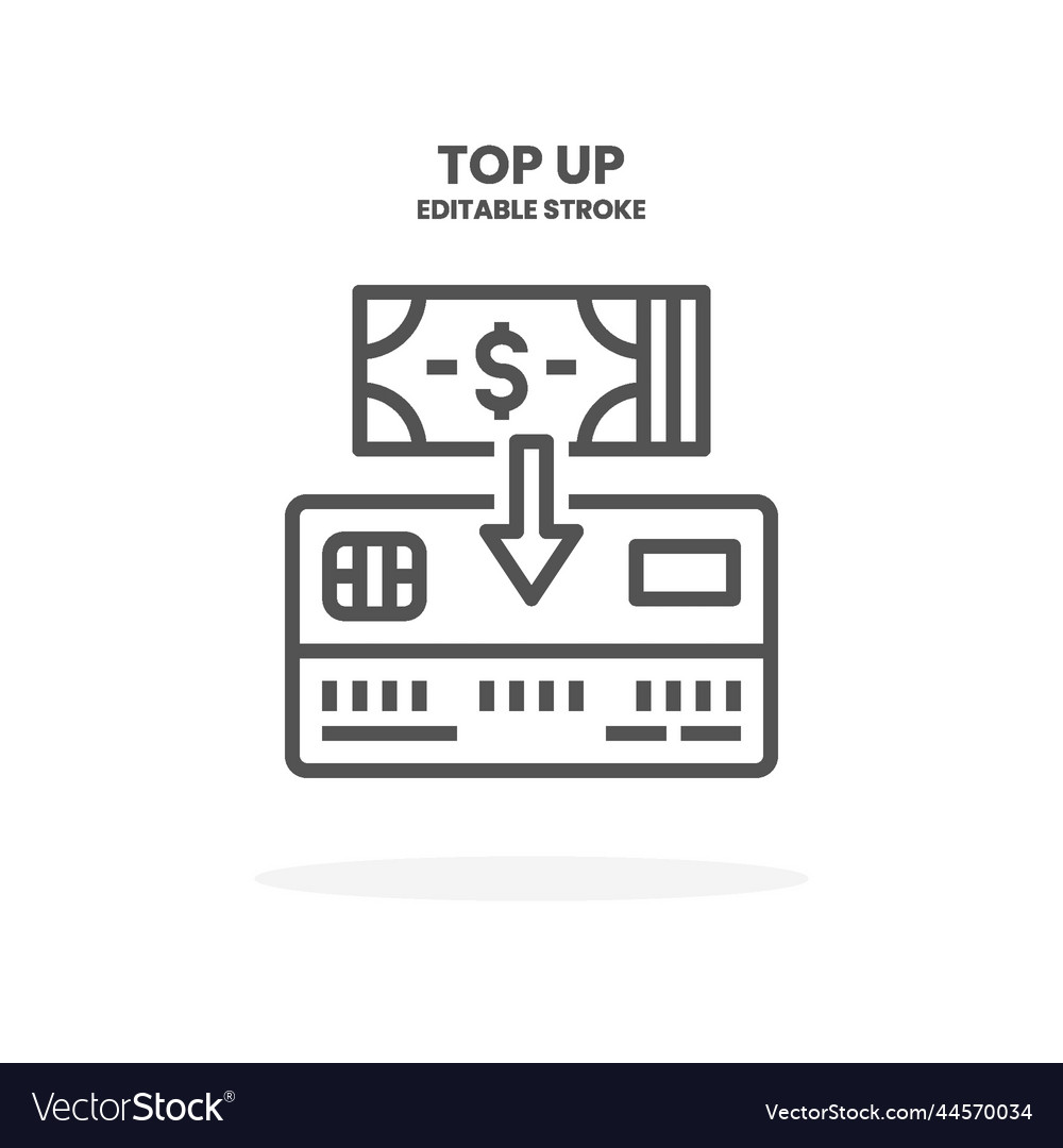 Credit card top up line icon Royalty Free Vector Image