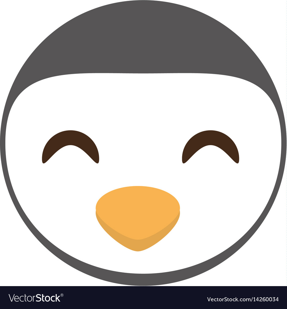 Cute face penguin animal cheerful Royalty Free Vector Image