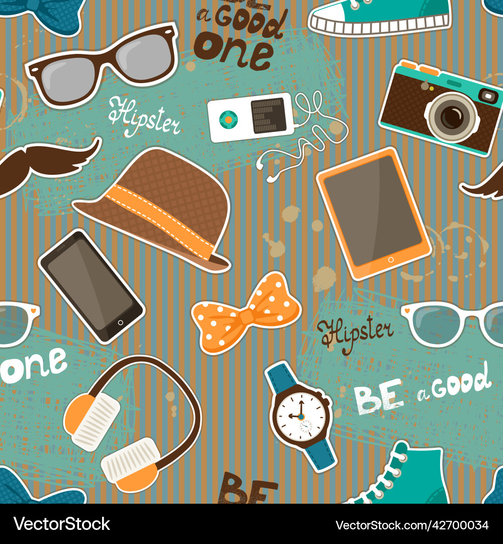 Hipster seamless elements Royalty Free Vector Image