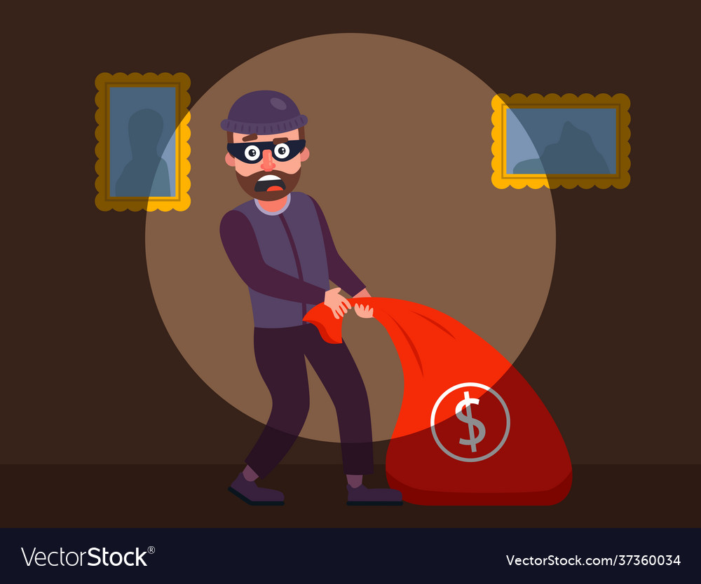 robber-was-caught-red-handed-guards-royalty-free-vector