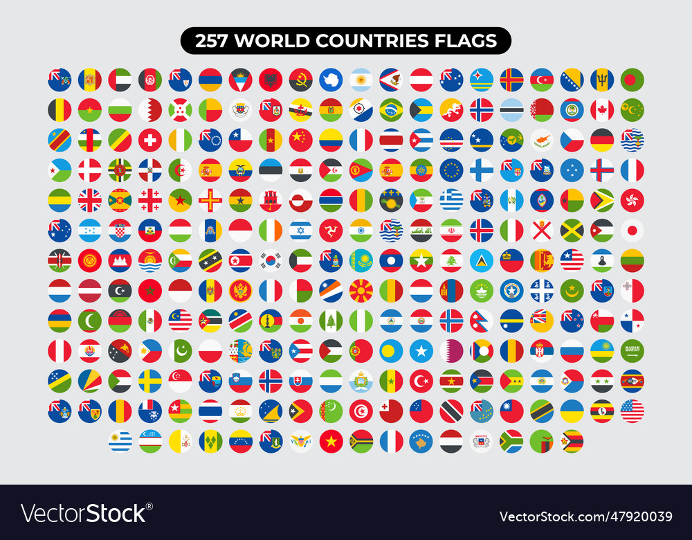 257 world countries flags set world flags Vector Image