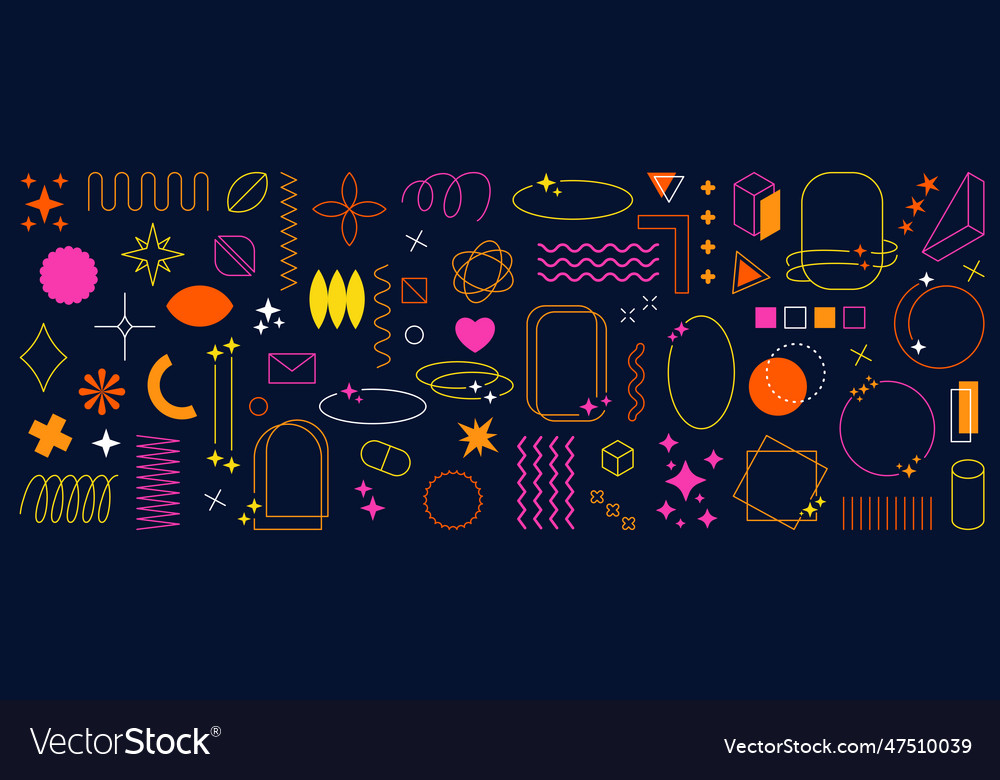 Abstract shapes flat elements geometric lines Vector Image