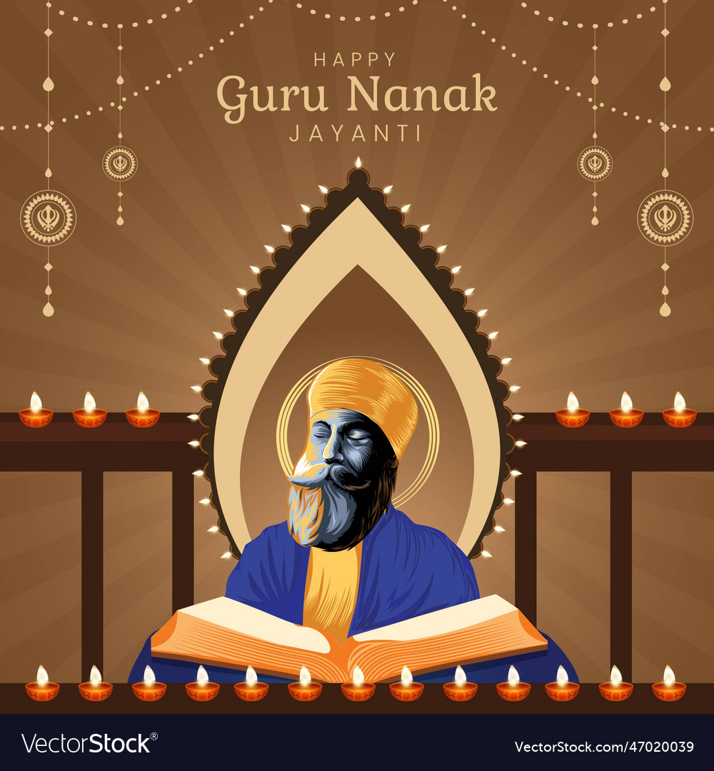 Happy guru nanak jayanti banner design template Vector Image