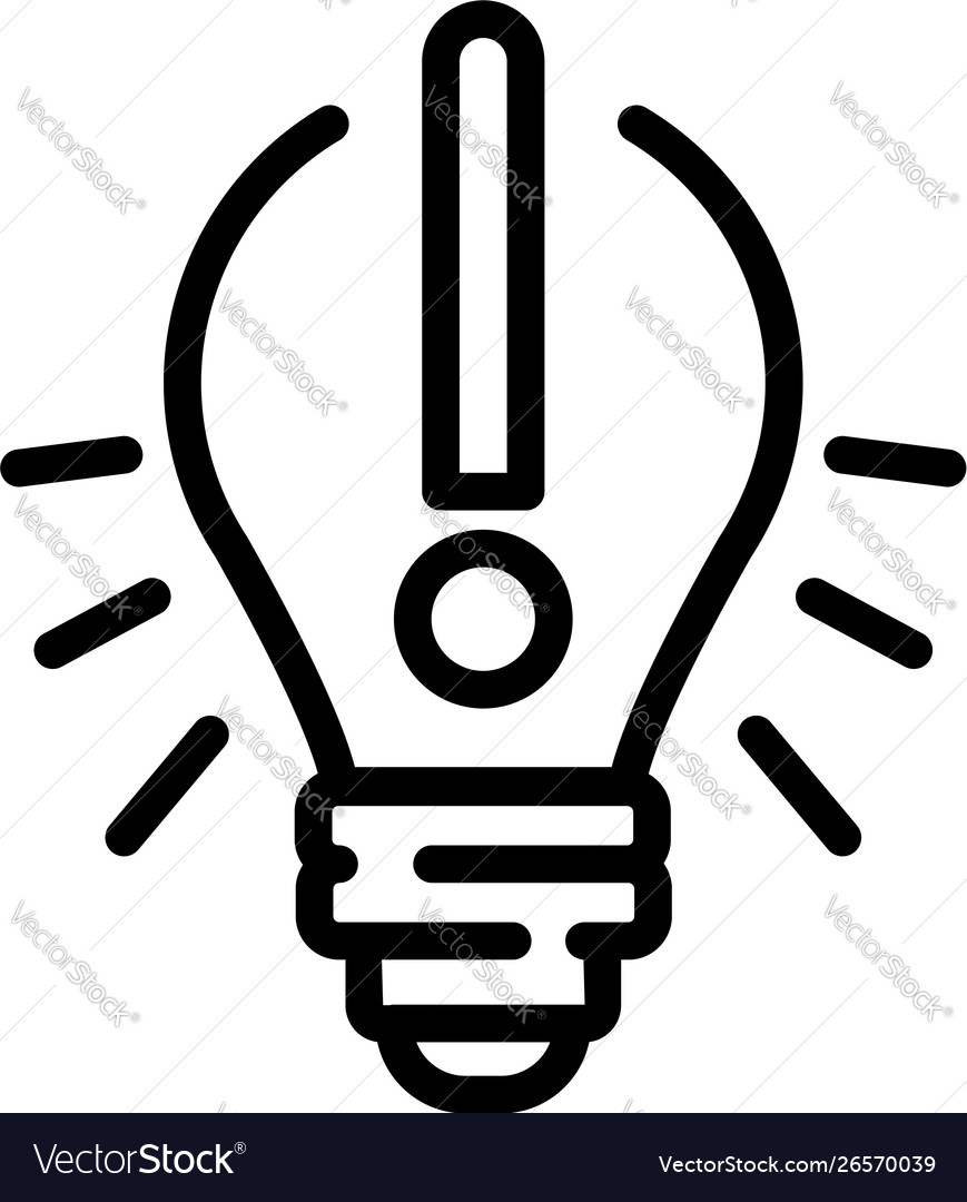 Light bulb exclamation mark icon outline style Vector Image