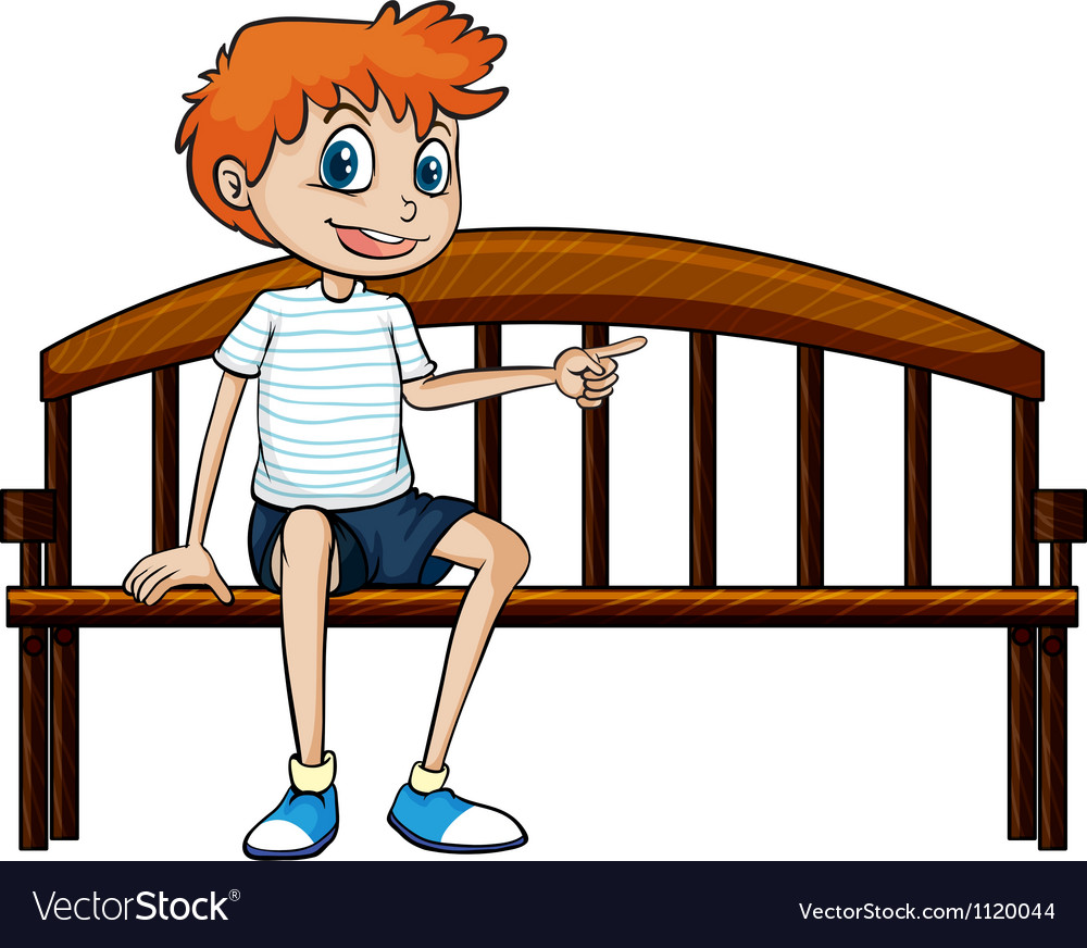 A boy sitting on a bench Royalty Free Vector Image