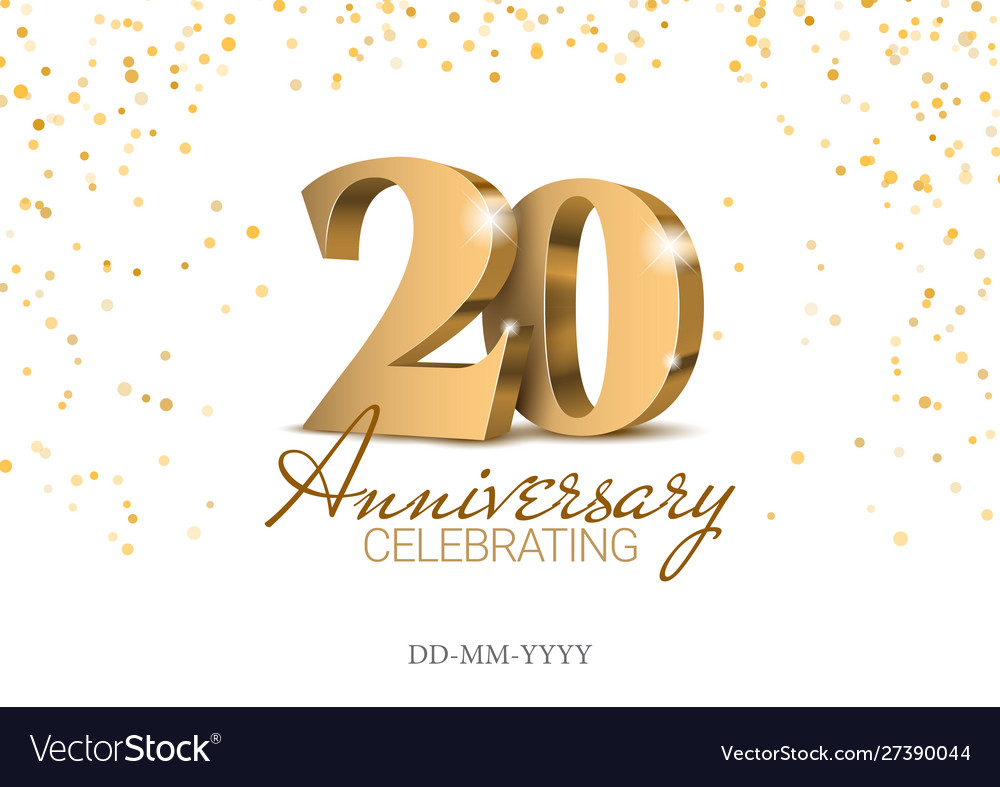 Anniversary 20 gold 3d numbers Royalty Free Vector Image