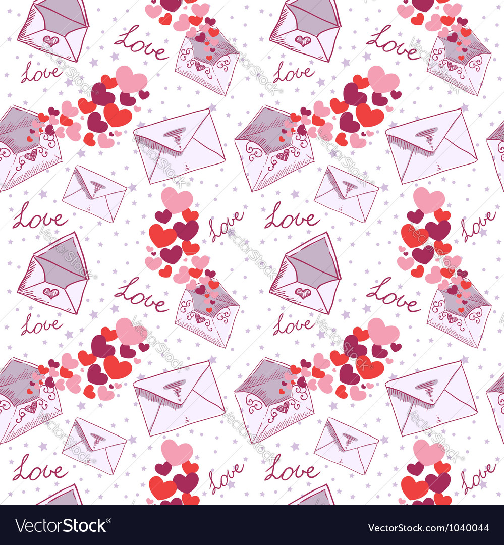 Love letter valentine seamless texture Royalty Free Vector