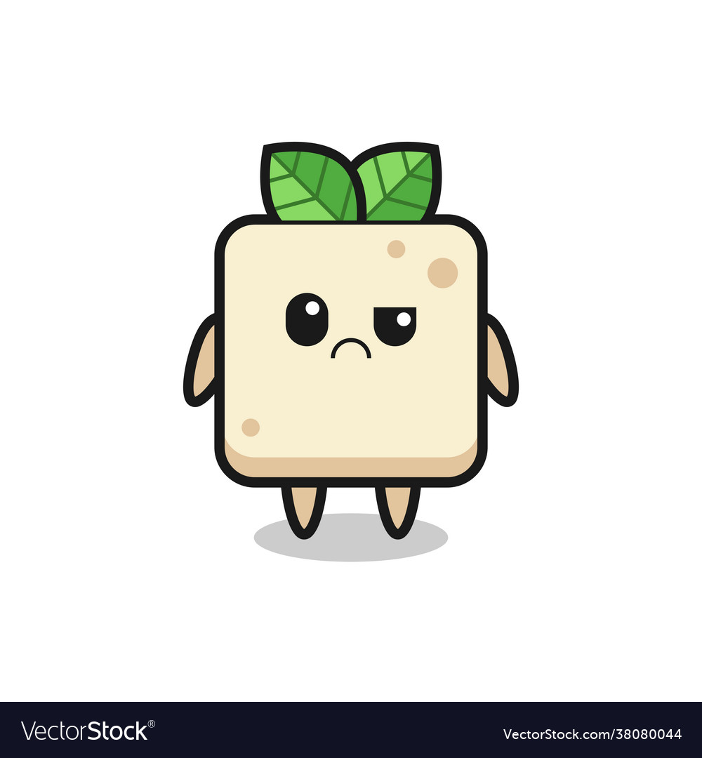 Mascot tofu with sceptical face Royalty Free Vector Image