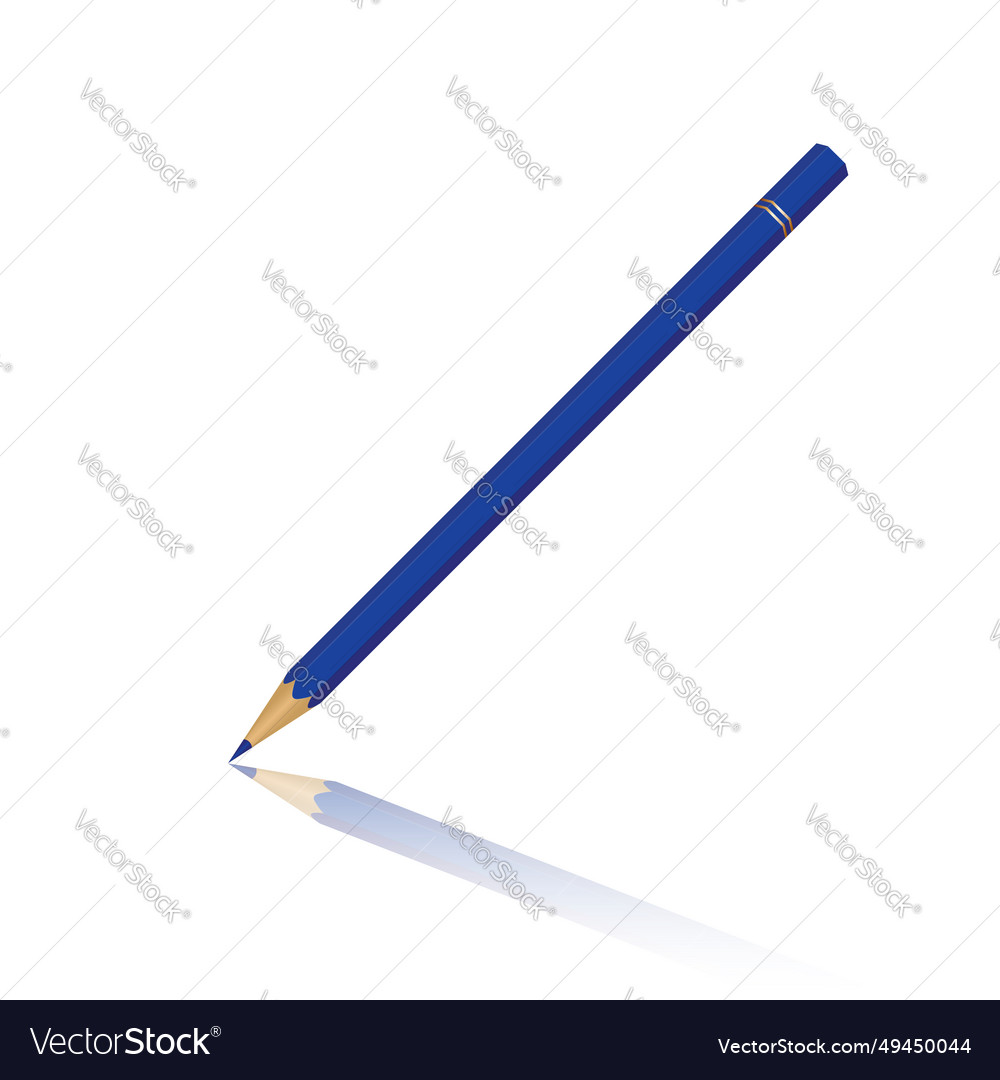 Realistic wooden blue pencil for school Royalty Free Vector