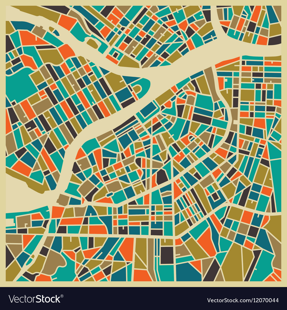 Saint Petersburg colourful city plan Royalty Free Vector