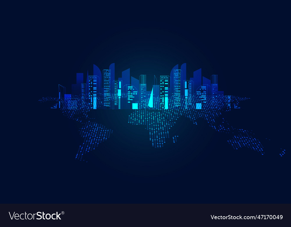 City concept modern smart city on world map Vector Image