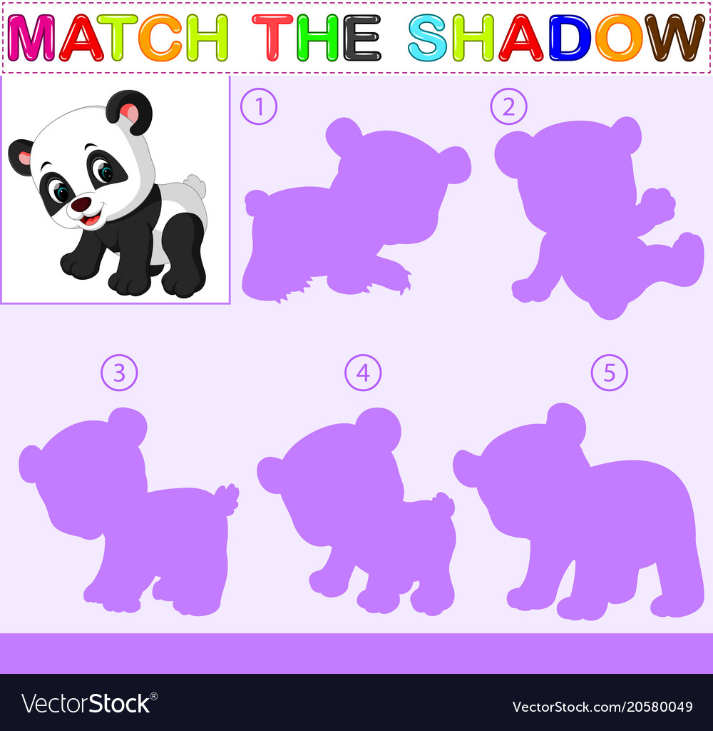 Find the correct shadow of panda Royalty Free Vector Image