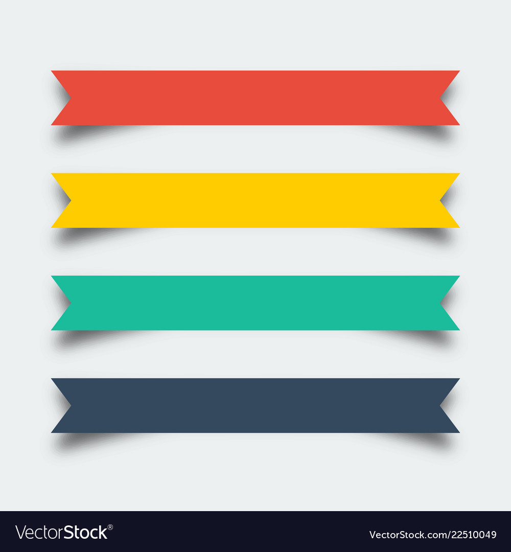 Set ribbons banners in flat design with shadow Vector Image