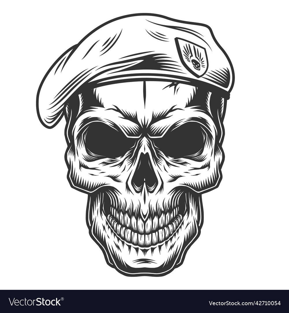 Monochrome vintage skull Royalty Free Vector Image