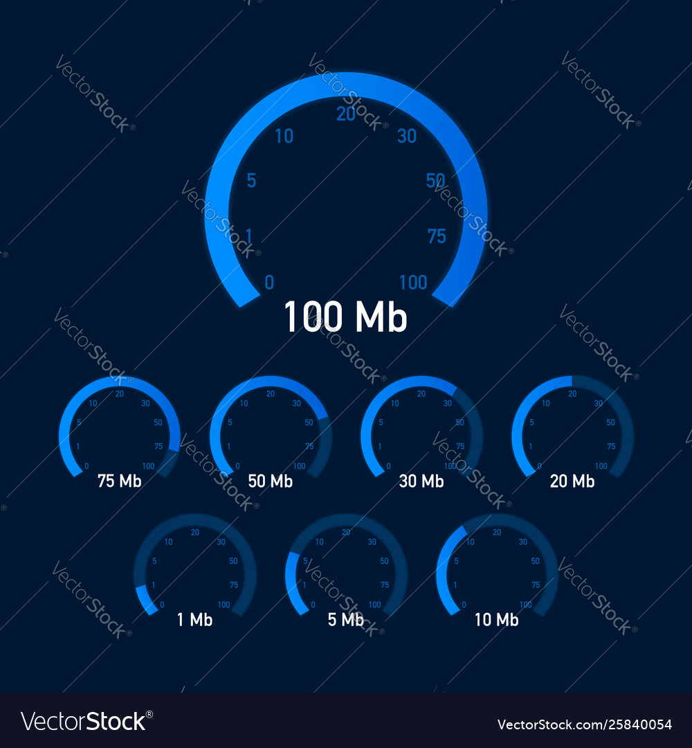 Set speed test speedometer website Vector Image