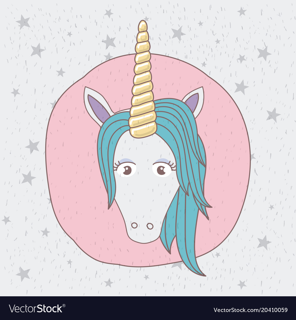 Background starry with front face of unicorn Vector Image