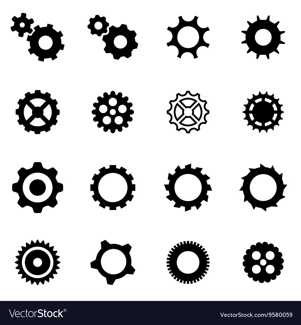 Black gear icon set Royalty Free Vector Image - VectorStock