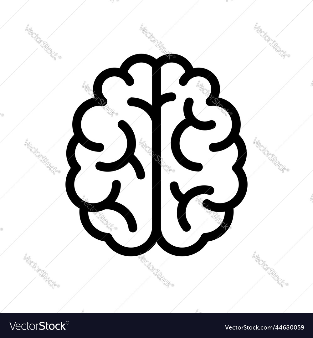 Brain icon black and white line Royalty Free Vector Image