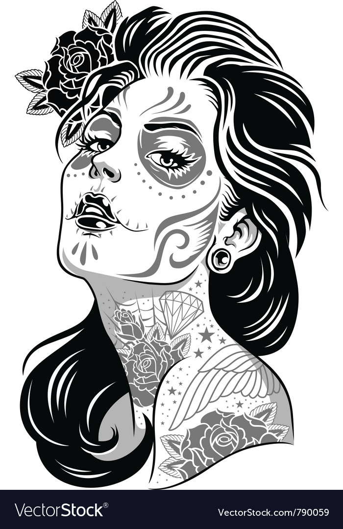 day of the dead girl wallpaper black and white