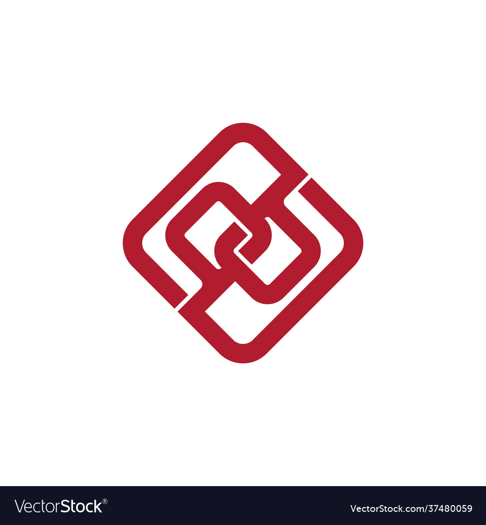 Number 96 simple linked square logo Royalty Free Vector