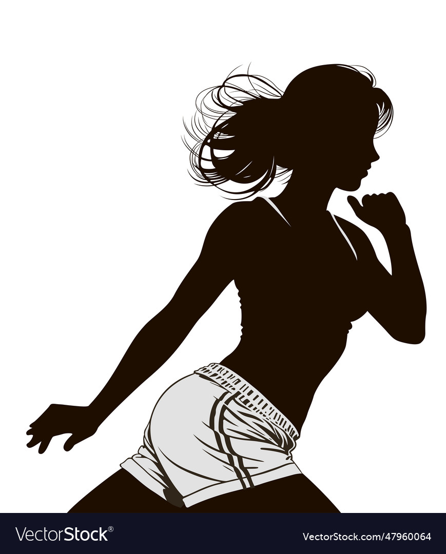 Black and white silhouette of an athlete girl Vector Image