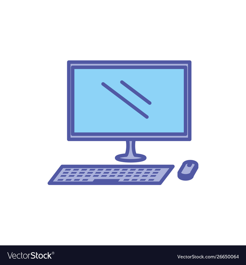 Desktop computer device isolated icon Royalty Free Vector