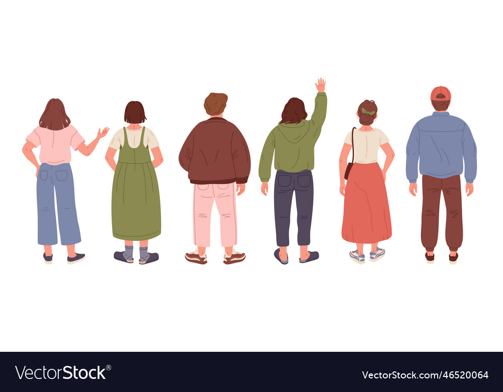 People back view male and female characters from Vector Image