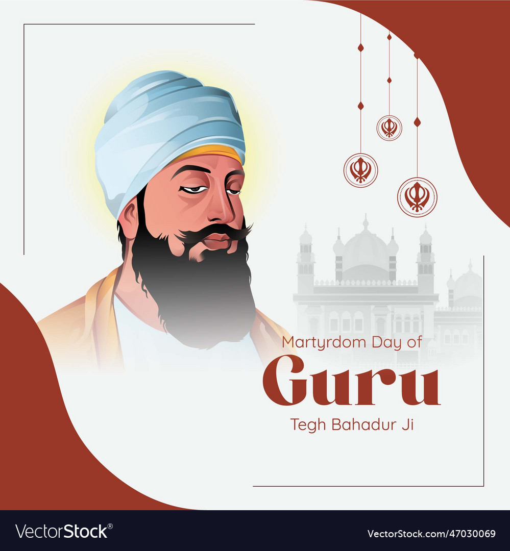 Banner design of guru tegh bahadur jayanti Vector Image