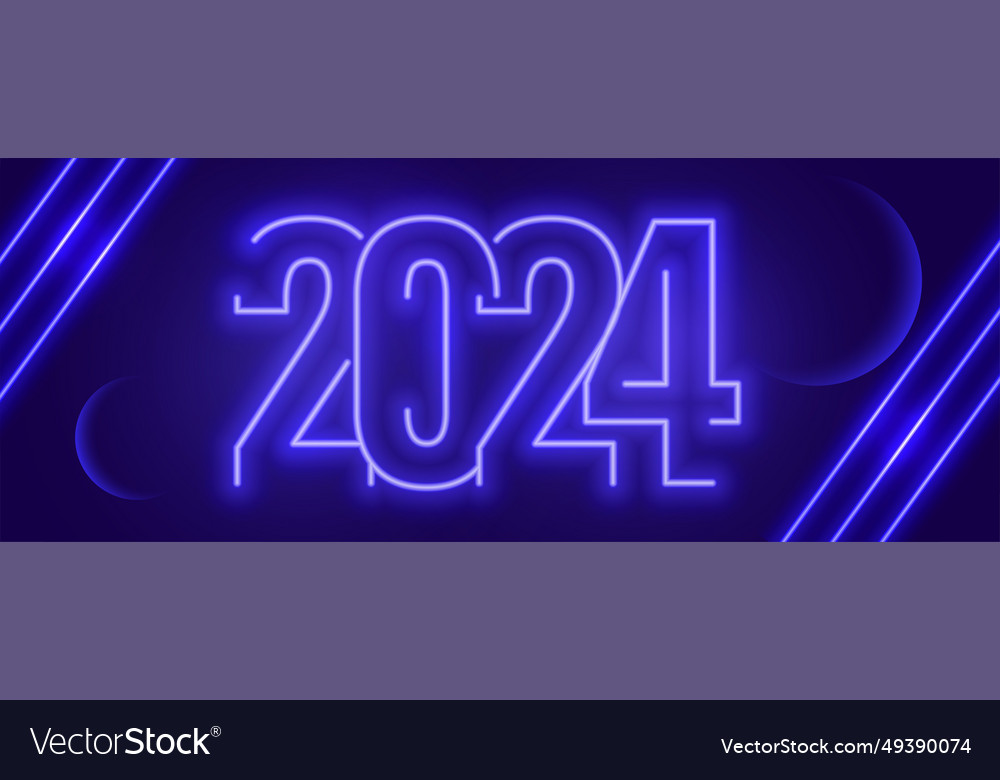 2024 glowing lettering new year eve banner Vector Image