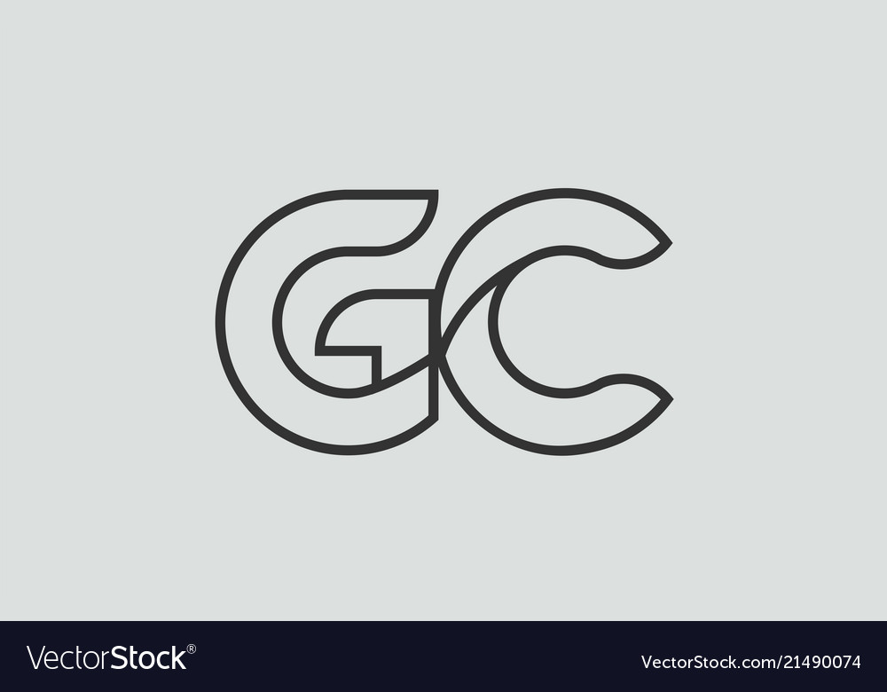 Black and white alphabet letter gc g c logo Vector Image