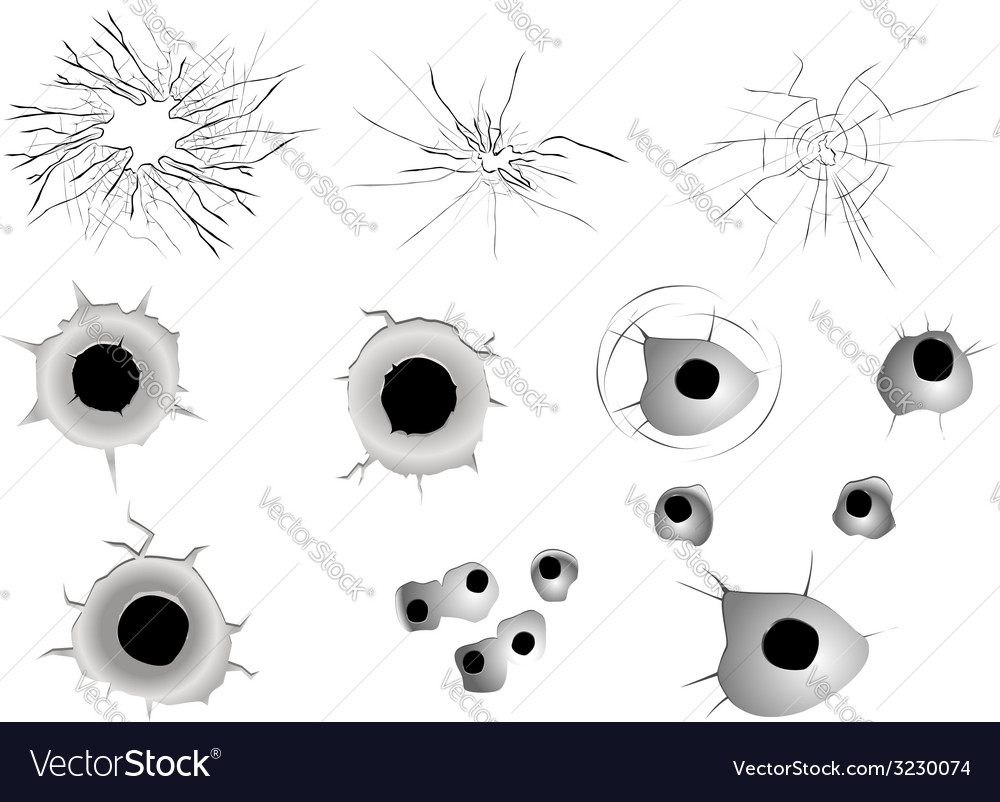 Cracked Glass And Bullet Holes Royalty Free Vector Image