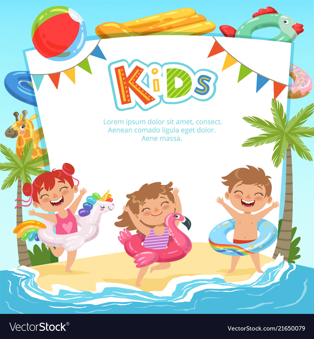 Background template with pictures happy kids Vector Image