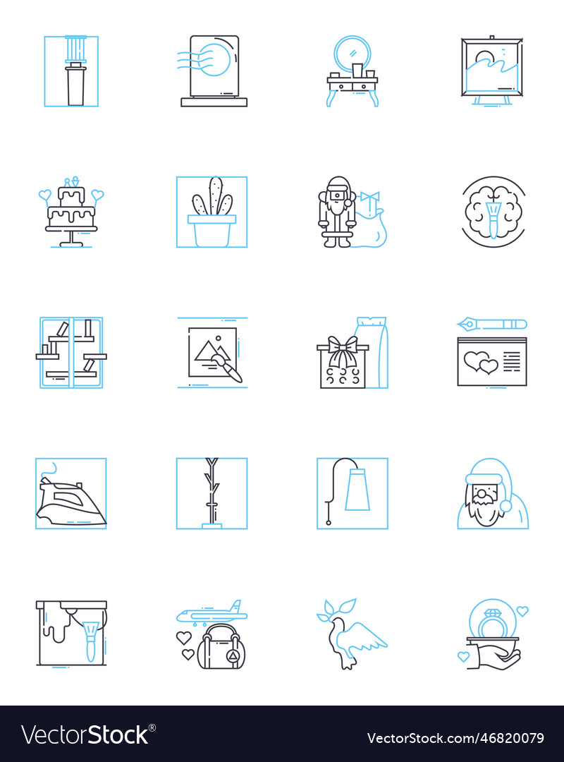 Bedecking Linear Icons Set Adorn Embellish Vector Image