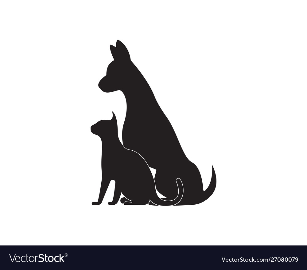 Cat and dog silhouettes logo Royalty Free Vector Image