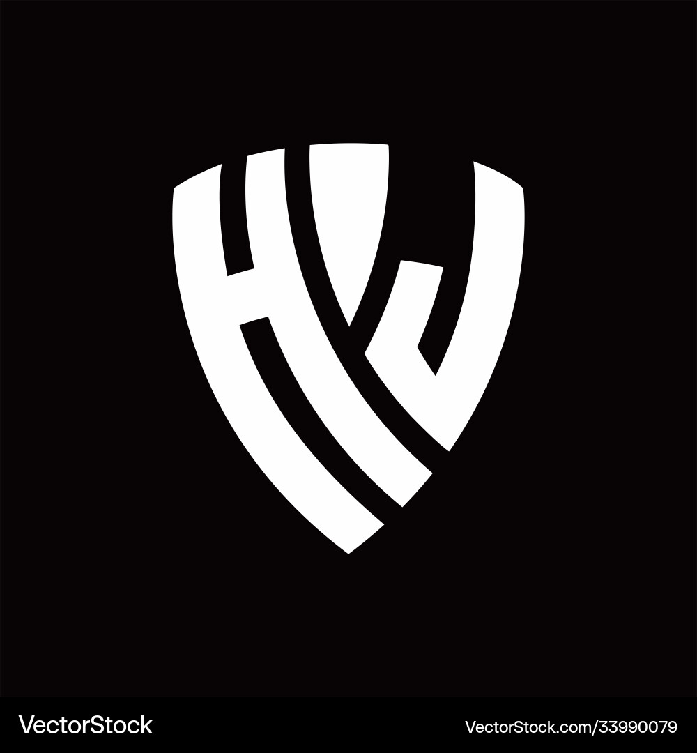 Hj logo monogram with shield elements shape Vector Image