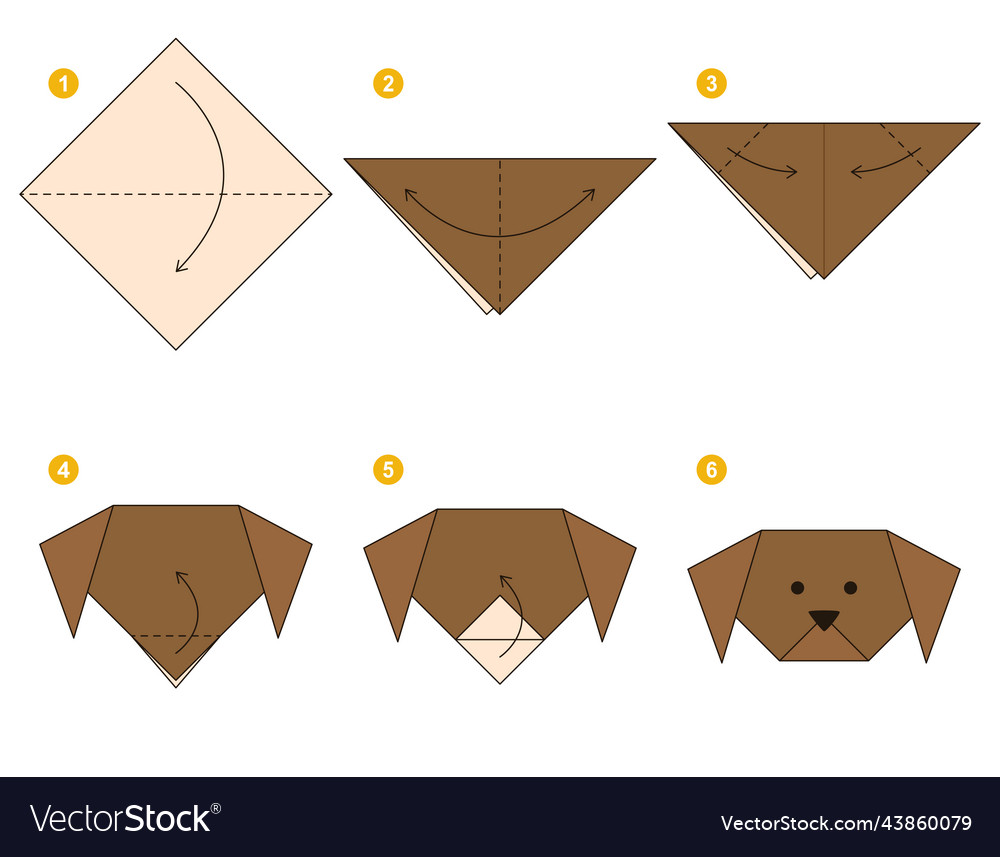 Origami tutorial scheme for kids cute dog Vector Image