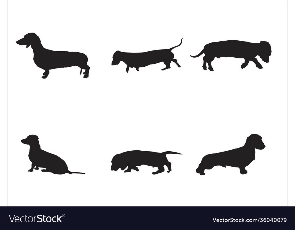 Wiener dog silhouettes set Royalty Free Vector Image